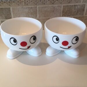 ARC Smiley face milk glass soup/cereal bowls